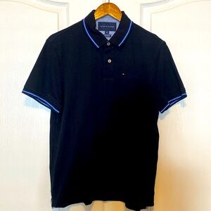 Men’s Tommy Hilfiger Navy Polo Short Sleeve Shirt Size Medium Custom Fit